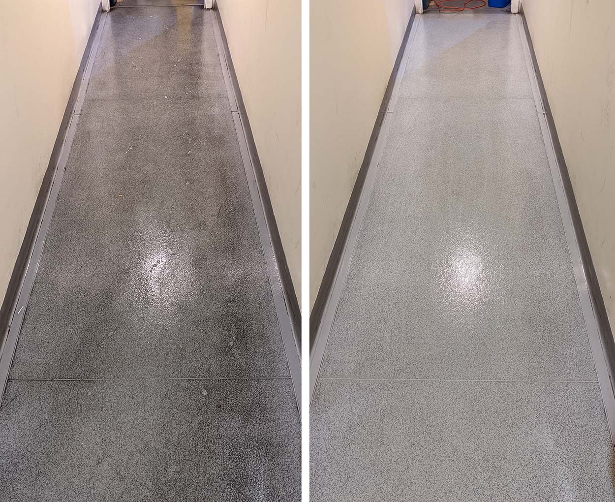 factory floor halway cleaning before after