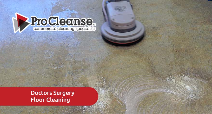 Doctors surgery floor cleaning in progress